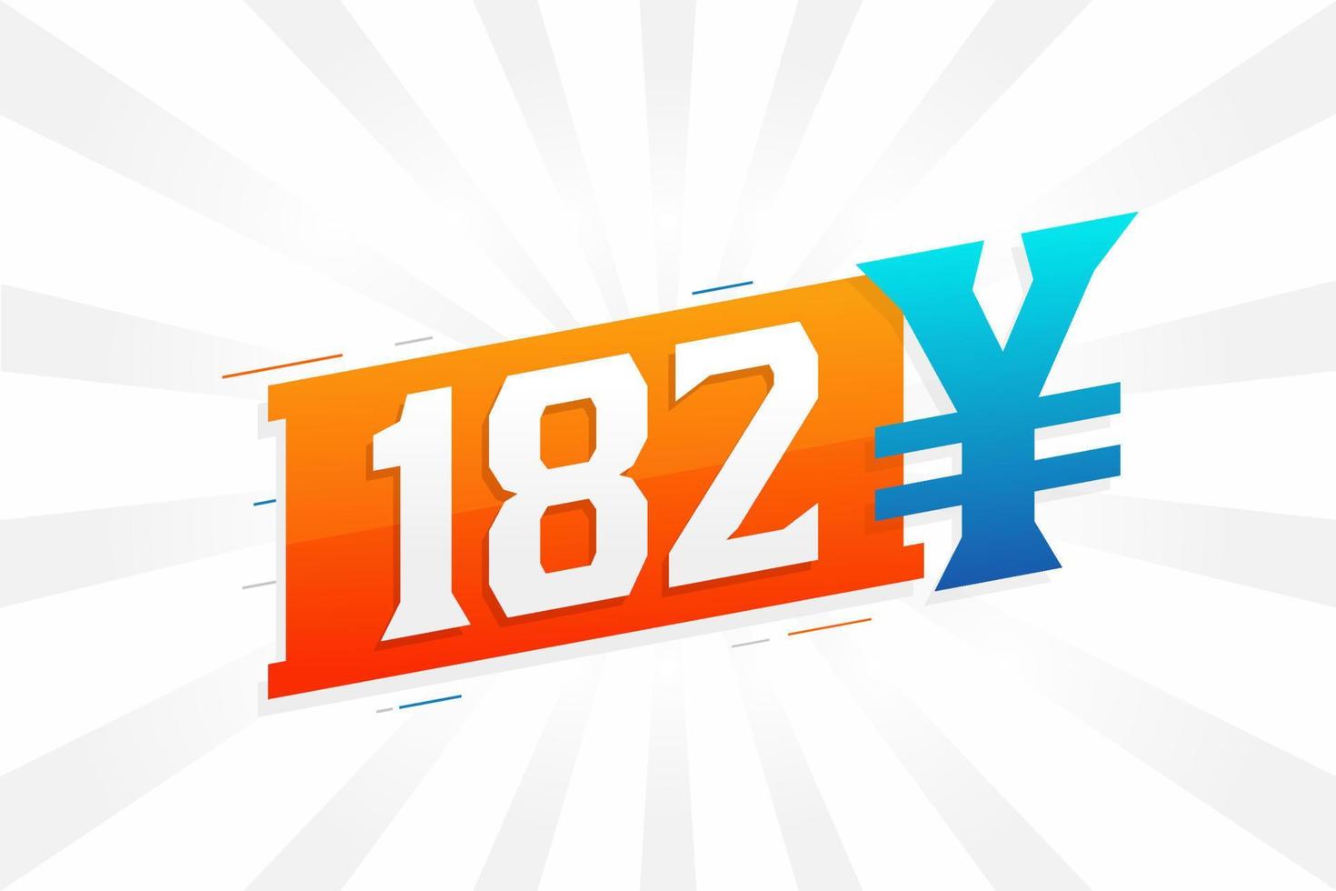 182 Yuan Chinese currency vector text symbol. 182 Yen Japanese currency Money stock vector