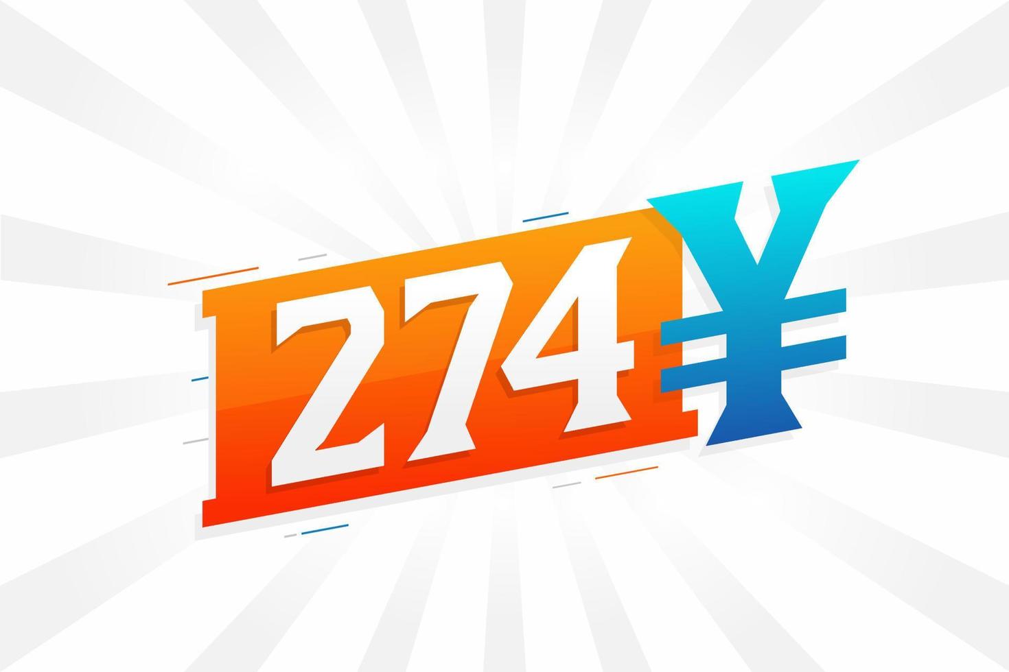 274 Yuan Chinese currency vector text symbol. 274 Yen Japanese currency Money stock vector