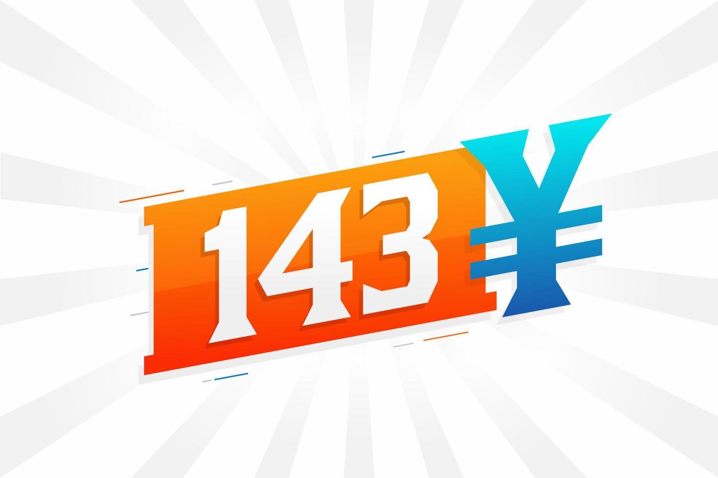 143 Yuan Chinese currency vector text symbol. 143 Yen Japanese currency Money stock vector