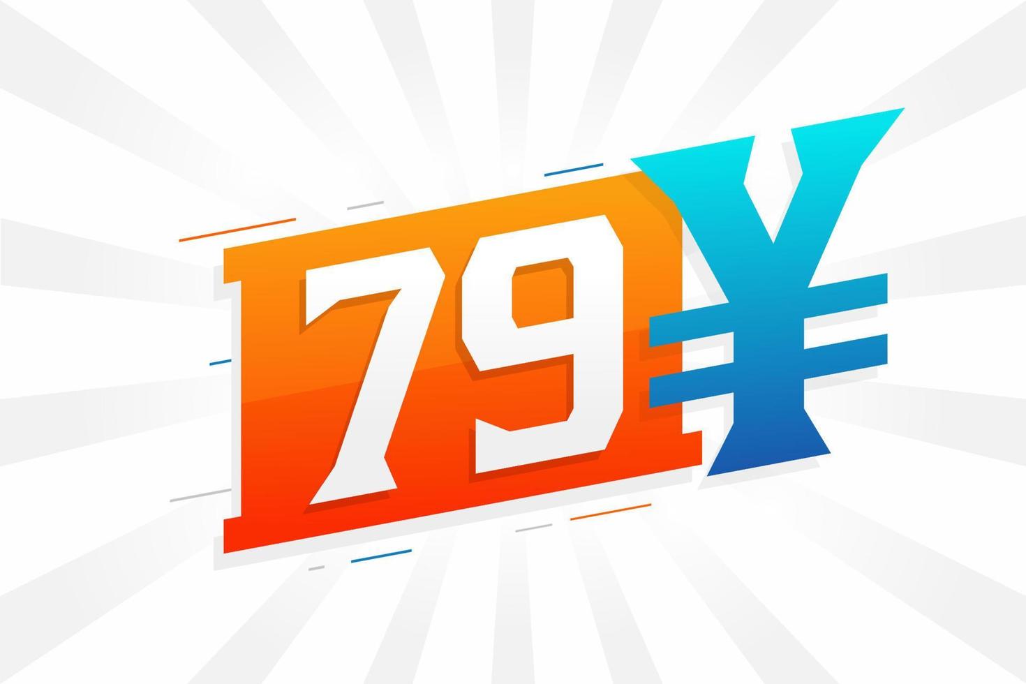 Símbolo de texto vectorial de moneda china de 79 yuanes. 79 yen moneda japonesa dinero stock vector