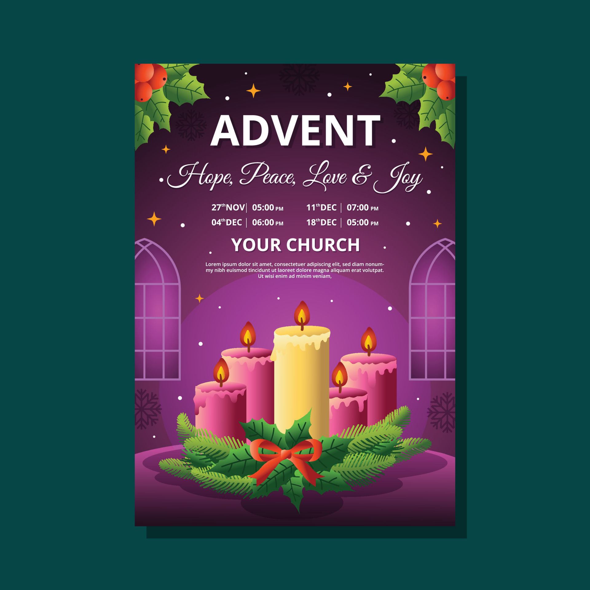 Advent Peace Love and Joy Poster 13919670 Vector Art at Vecteezy