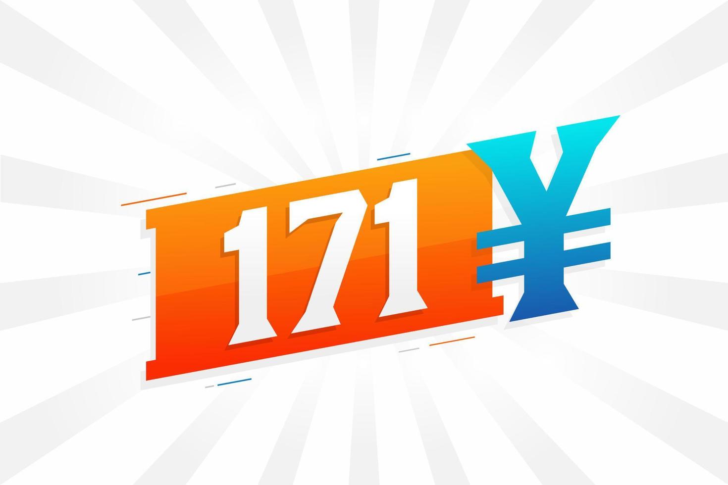 Símbolo de texto vectorial de moneda china de 171 yuanes. 171 yen moneda japonesa dinero stock vector