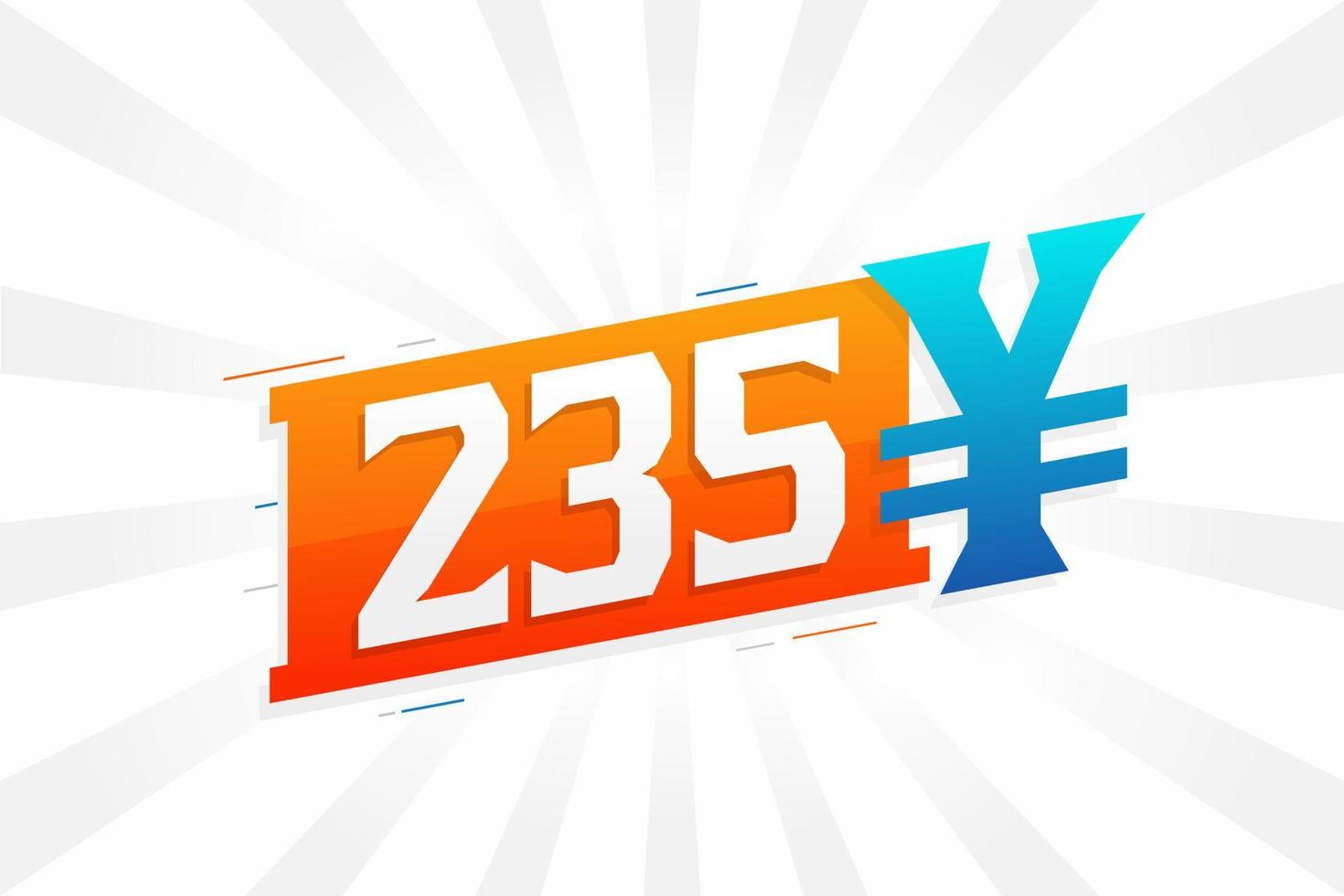 235 Yuan Chinese currency vector text symbol. 235 Yen Japanese currency Money stock vector