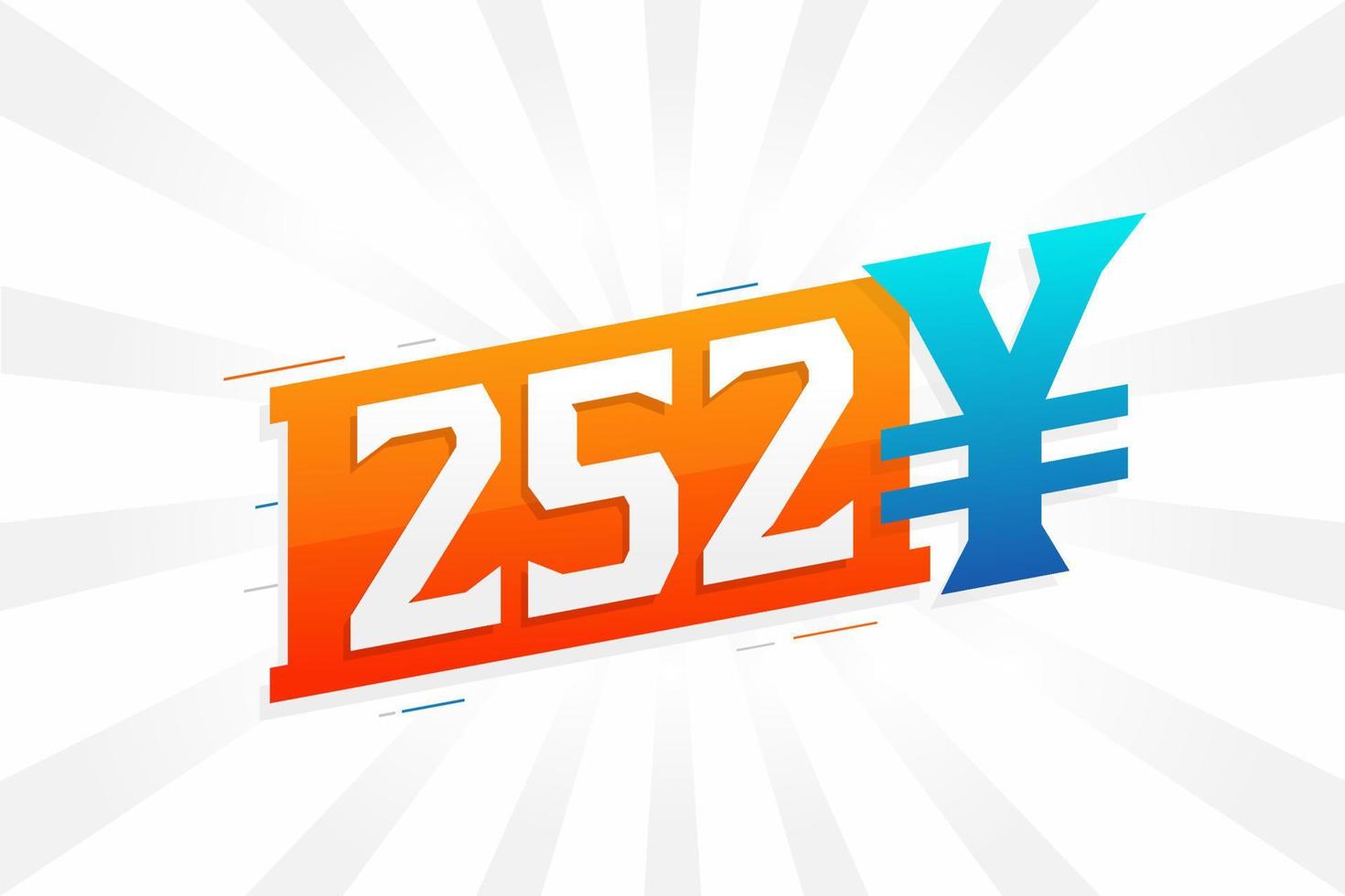 252 Yuan Chinese currency vector text symbol. 252 Yen Japanese currency Money stock vector