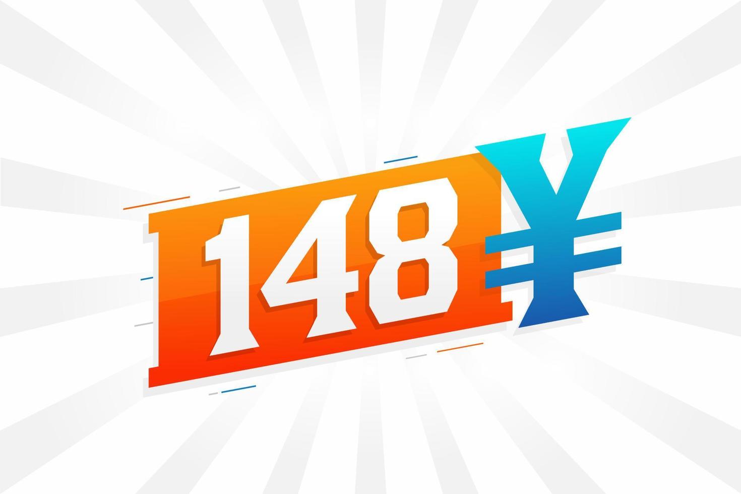 148 Yuan Chinese currency vector text symbol. 148 Yen Japanese currency Money stock vector