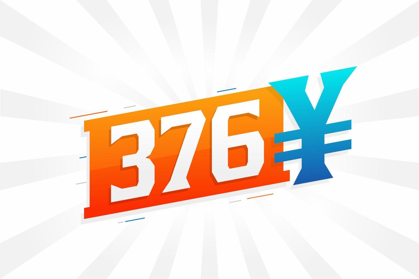 376 Yuan Chinese currency vector text symbol. 376 Yen Japanese currency Money stock vector