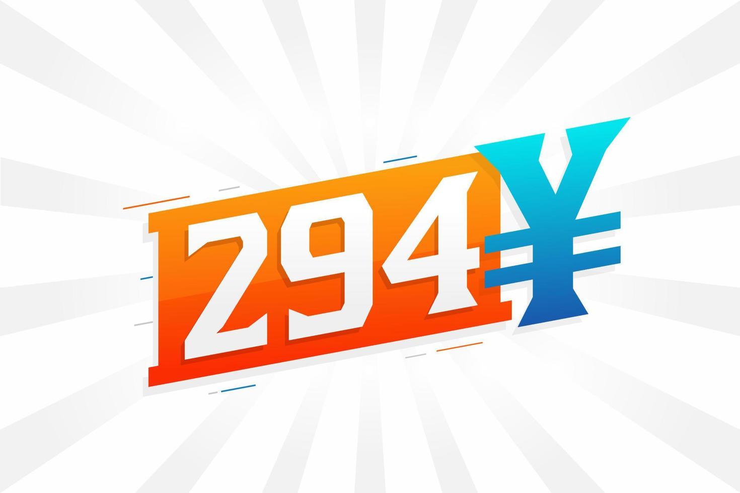 294 Yuan Chinese currency vector text symbol. 294 Yen Japanese currency Money stock vector