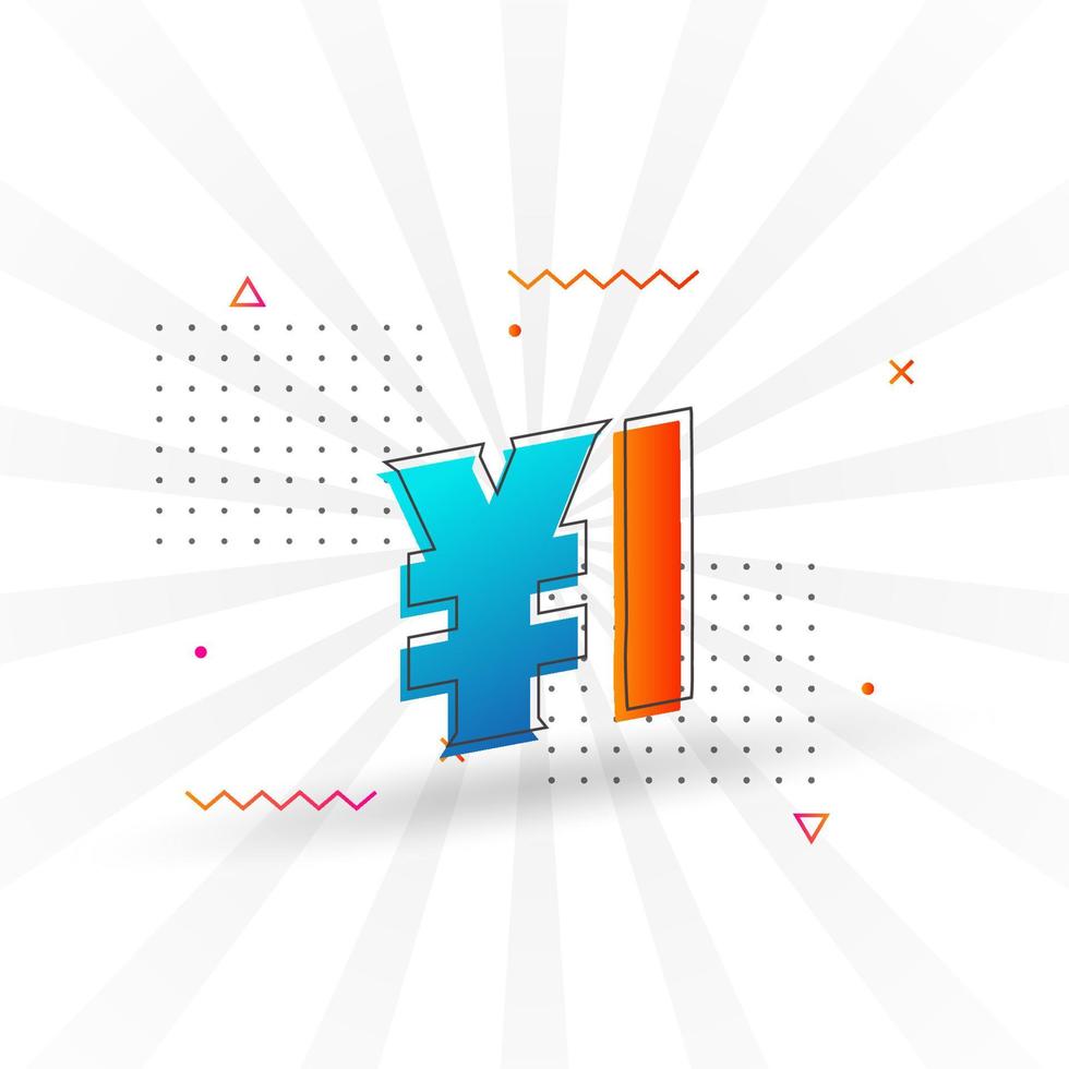 1 Yuan Chinese currency vector text symbol. 1 Yen Japanese currency Money stock vector