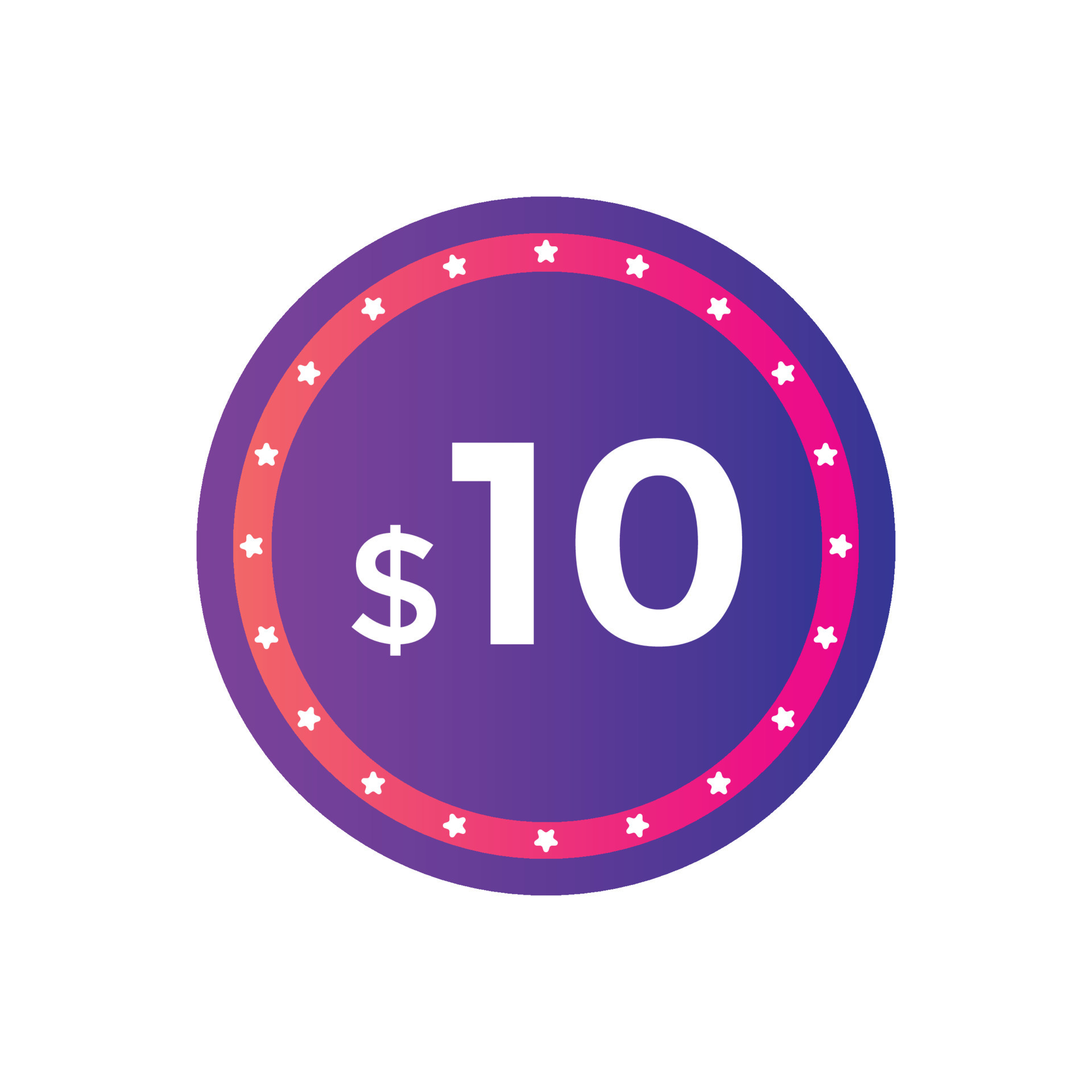 $10 Dollar Price Icon. 10 USD Price Tag Stock Vector