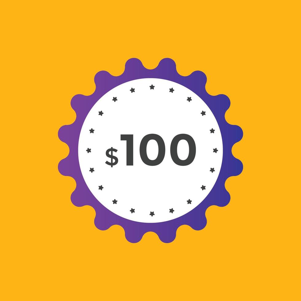 100 USD Dollar Month sale promotion Banner. Special offer, 100 dollar month price tag, shop now button. Business or shopping promotion marketing concept vector
