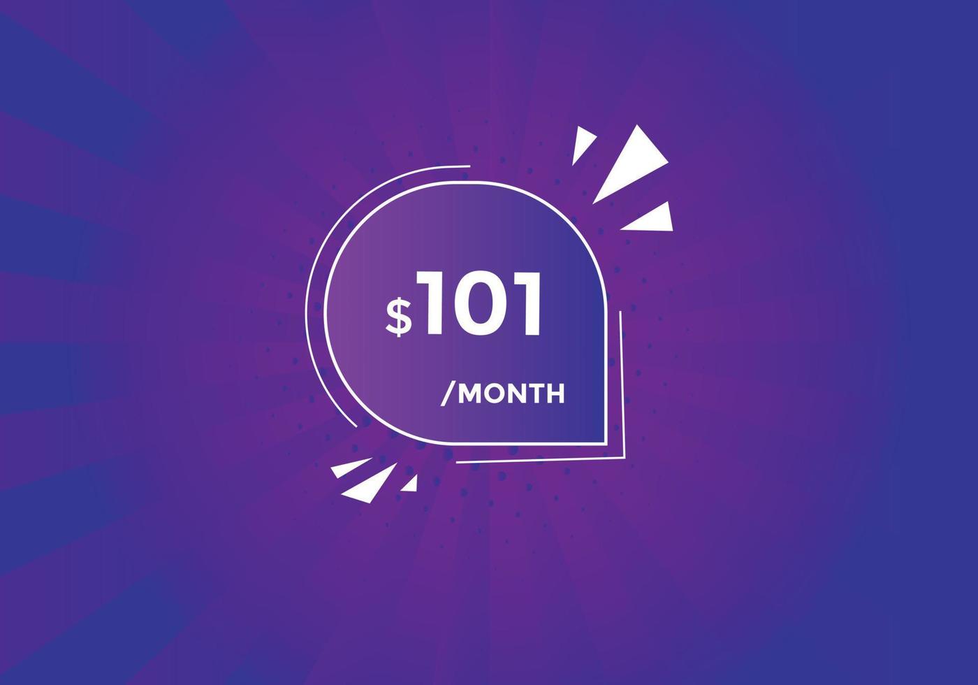 101 USD Dollar Month sale promotion Banner. Special offer, 101 dollar month price tag, shop now button. Business or shopping promotion marketing concept vector