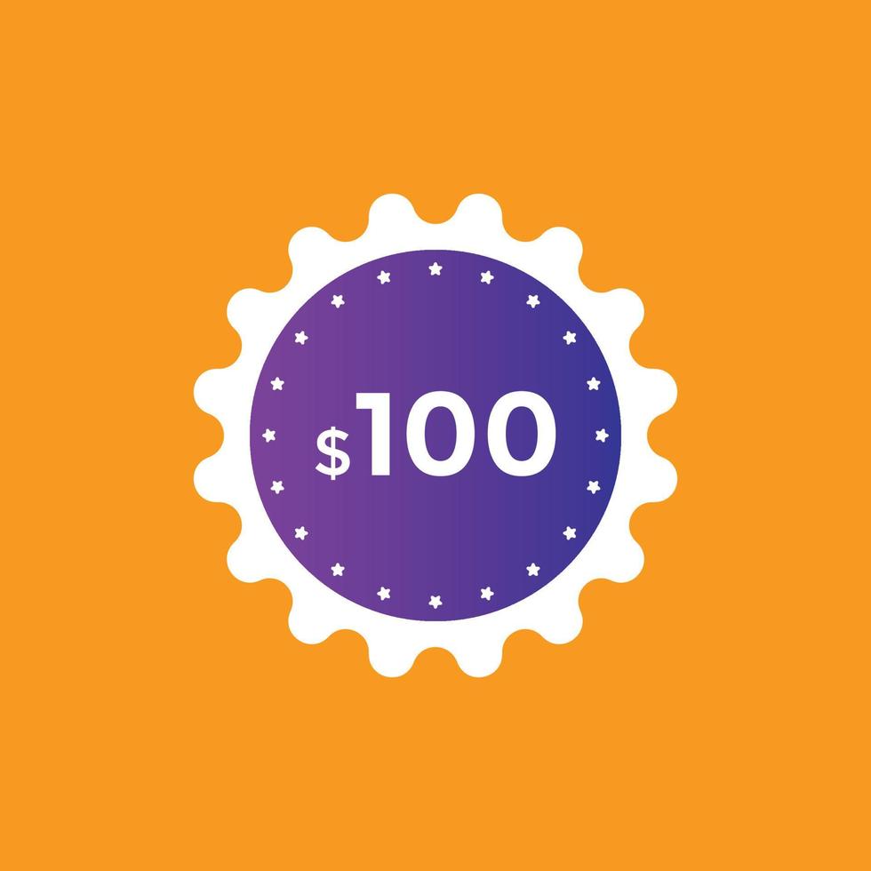 100 USD Dollar Month sale promotion Banner. Special offer, 100 dollar month price tag, shop now button. Business or shopping promotion marketing concept vector