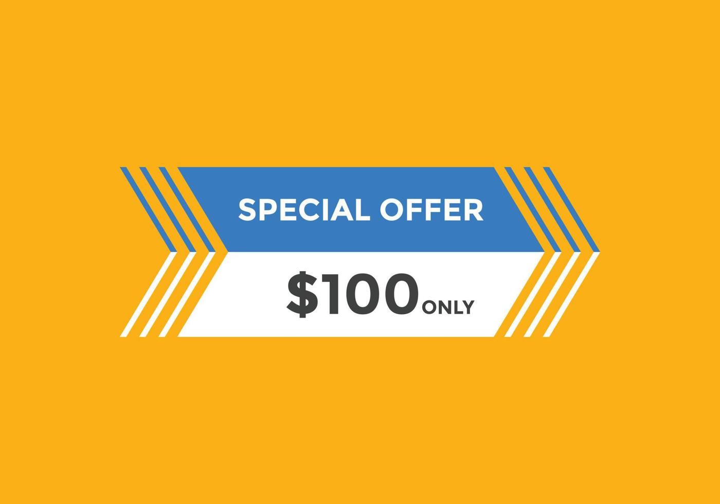 100 dollar price tag. Price 100 USD dollar only Sticker sale promotion Design. shop now button for Business or shopping promotion vector