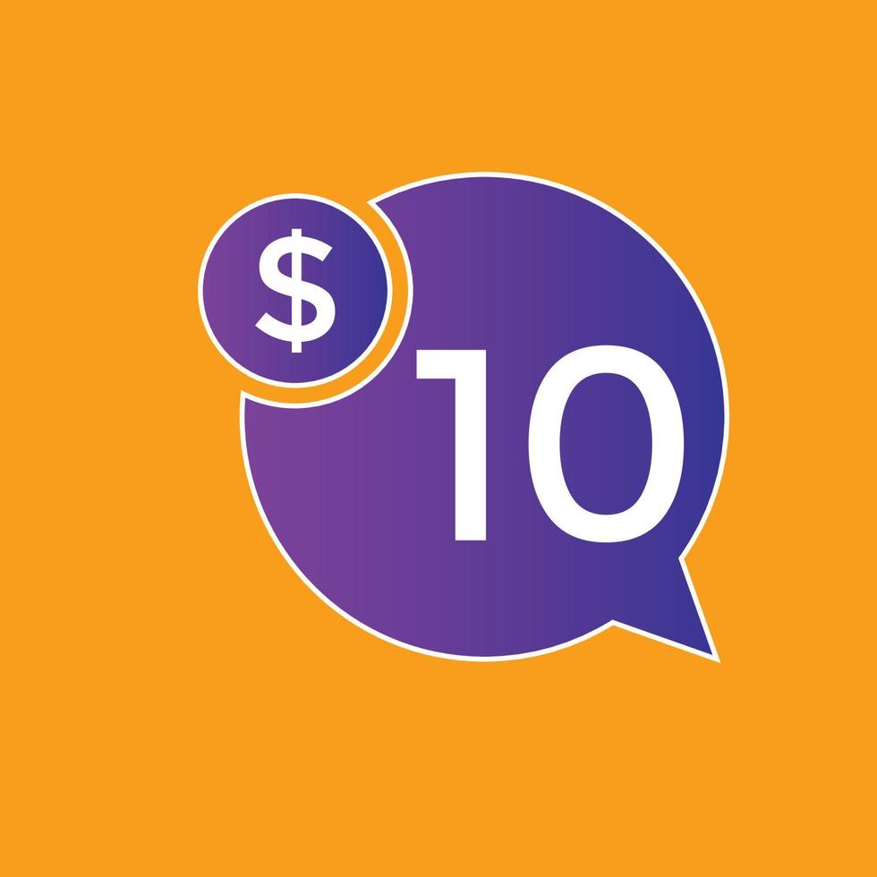 10 dollar price tag. Price 10 USD dollar only Sticker sale promotion Design. shop now button for Business or shopping promotion vector