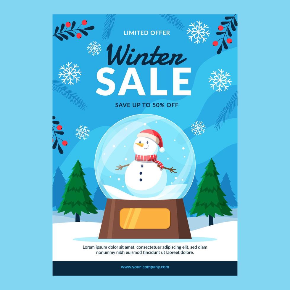 Snowman on Winter Sale Poster vector