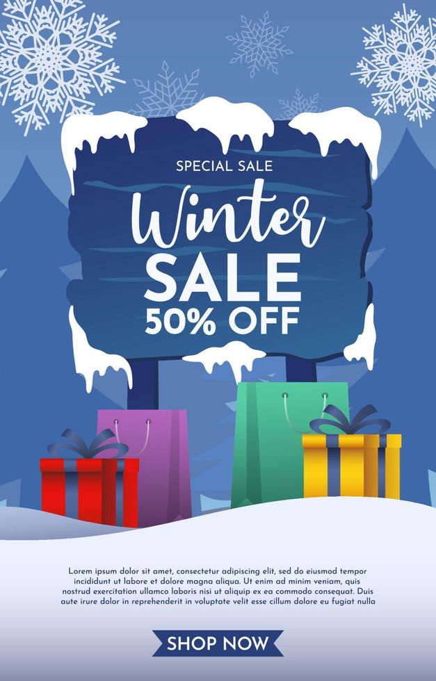 Winter Sale Poster Template vector