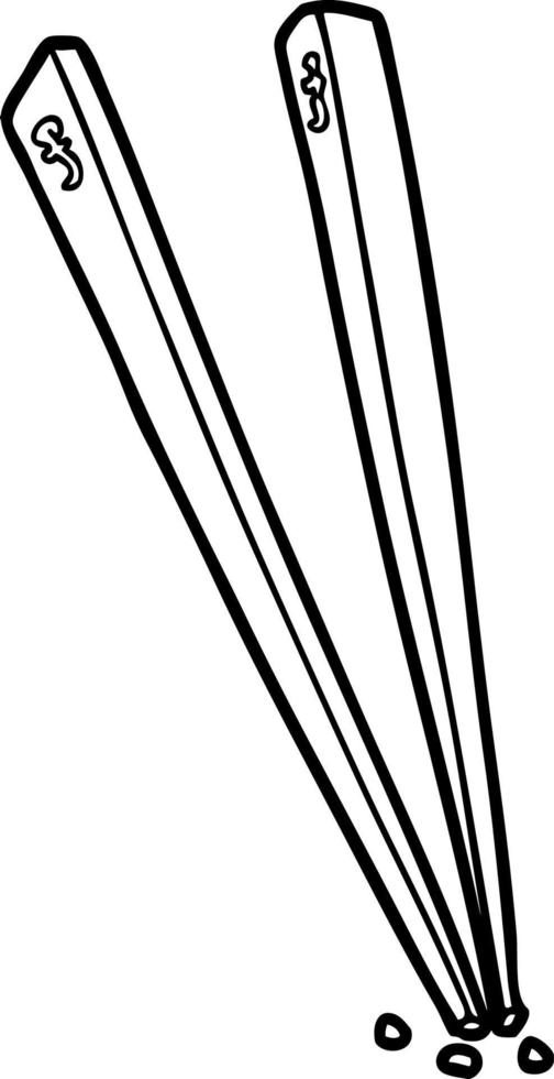 Line drawing cartoon cute chopsticks vector