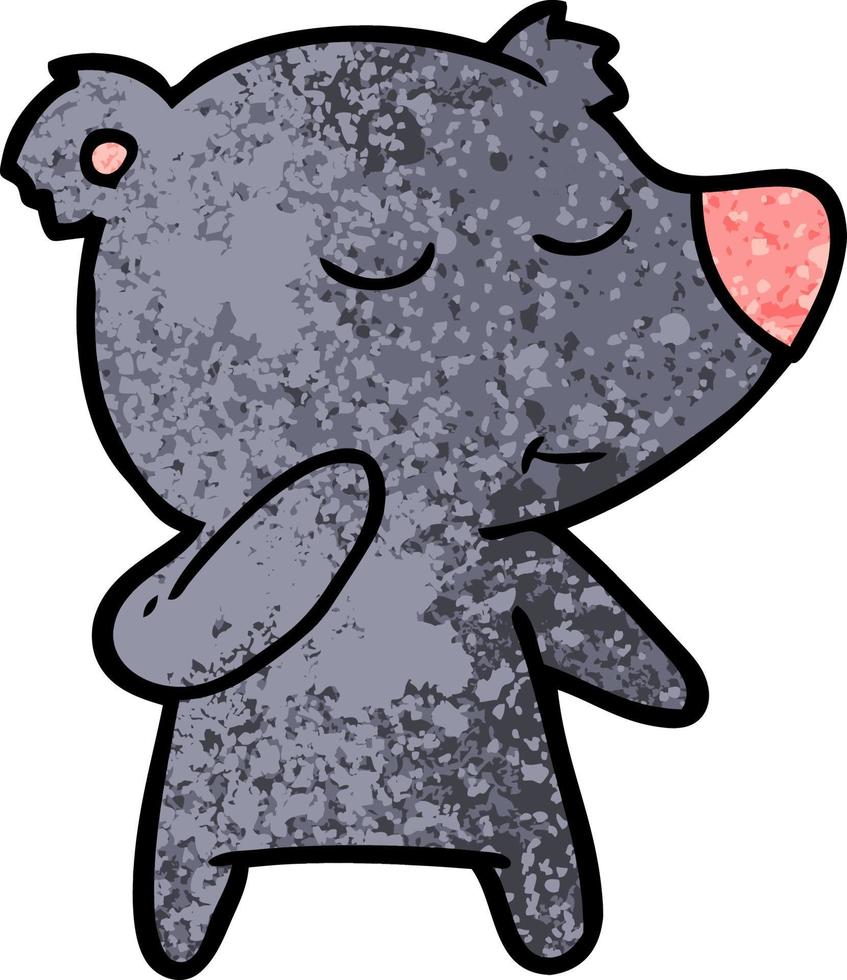 Retro grunge texture cartoon cute bear vector