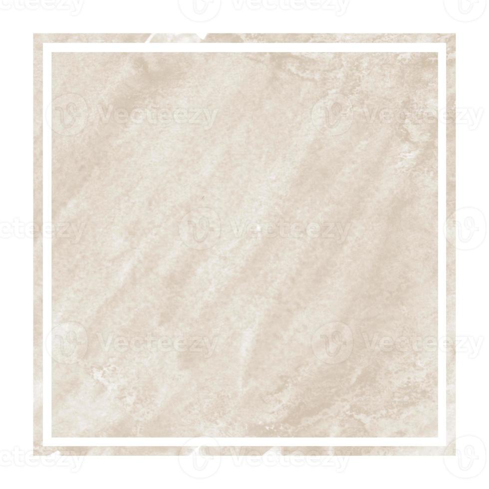 Brown hand drawn watercolor rectangular frame background texture with stains photo