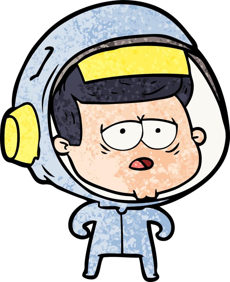 Retro grunge texture cartoon tired astronout man vector