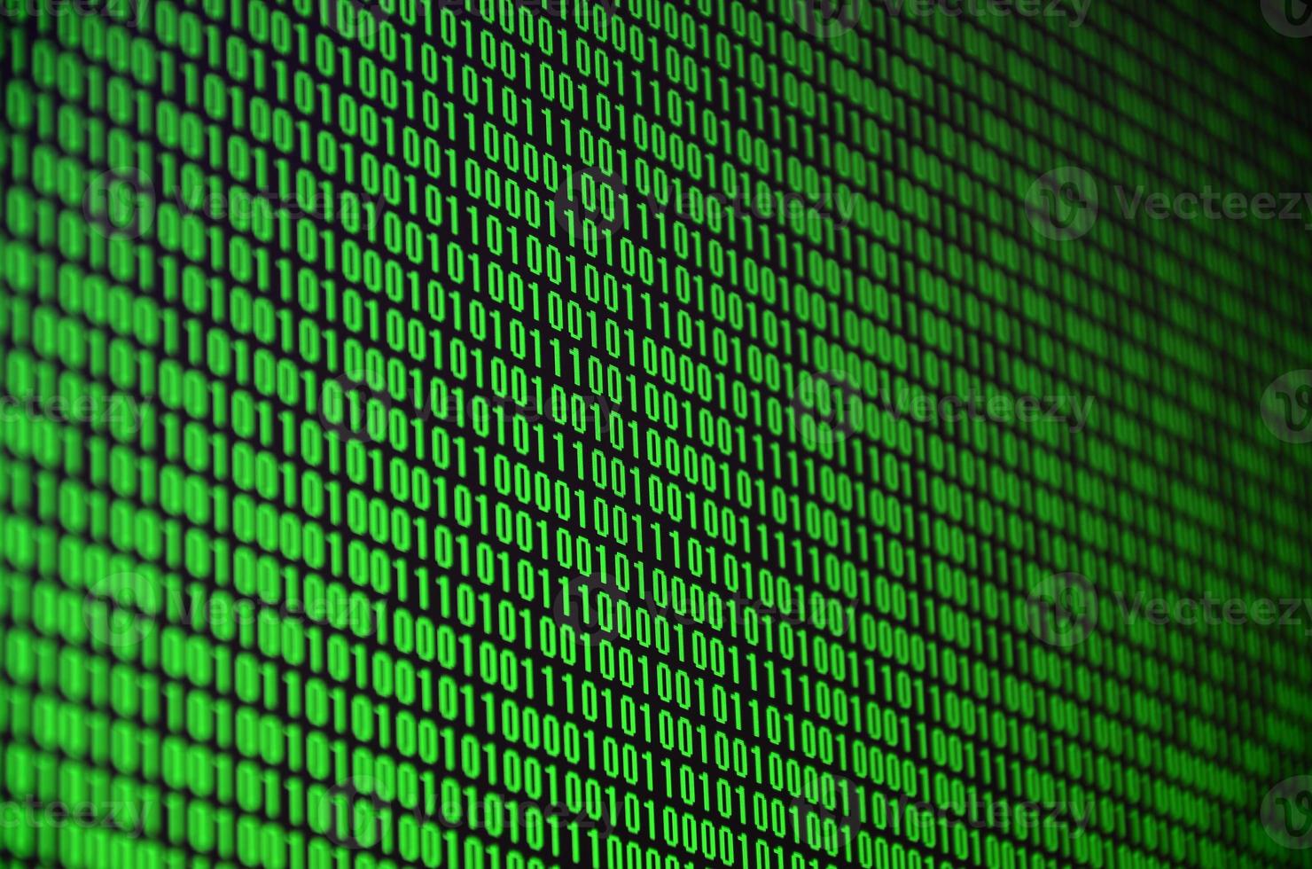 An image of a binary code made up of a set of green digits on a black background photo