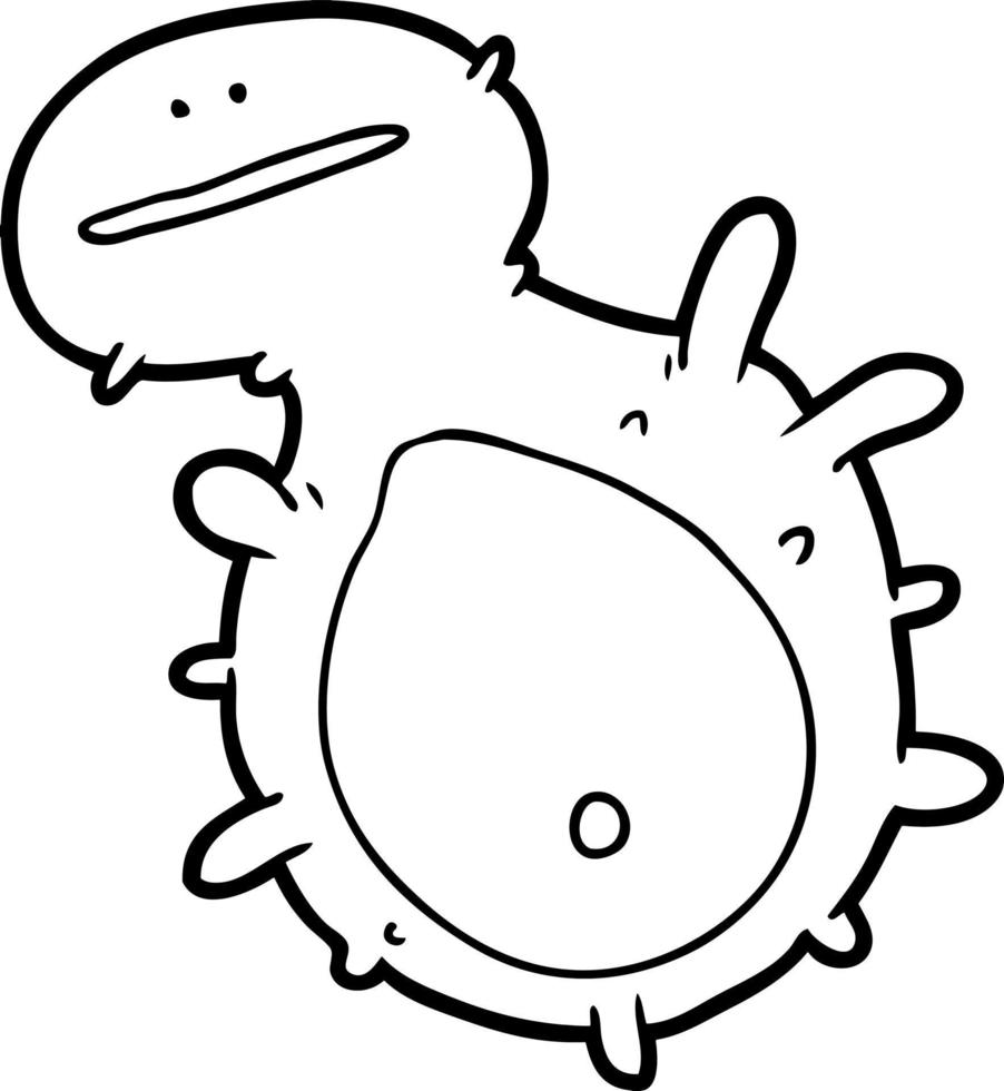 Line drawing cartoon cute amoeba vector
