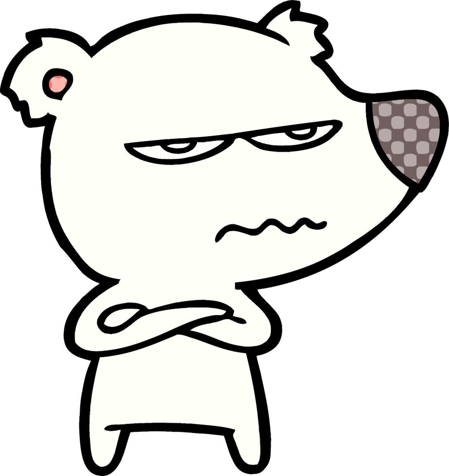 Cartoon cute polar bear angry vector