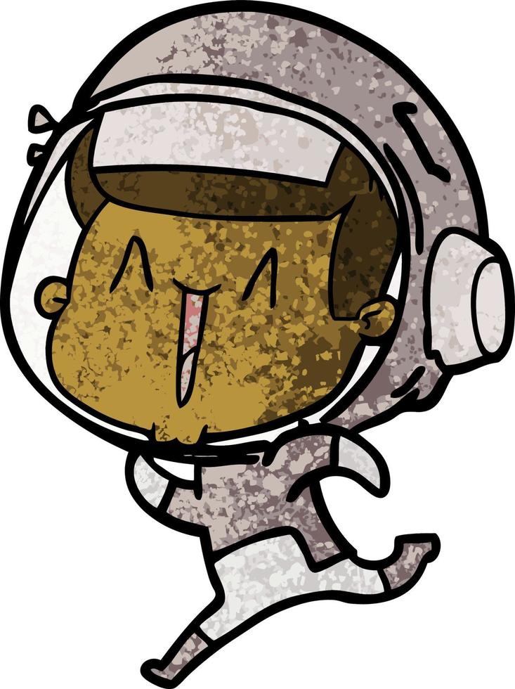 Retro grunge texture cartoon cute astronout man vector