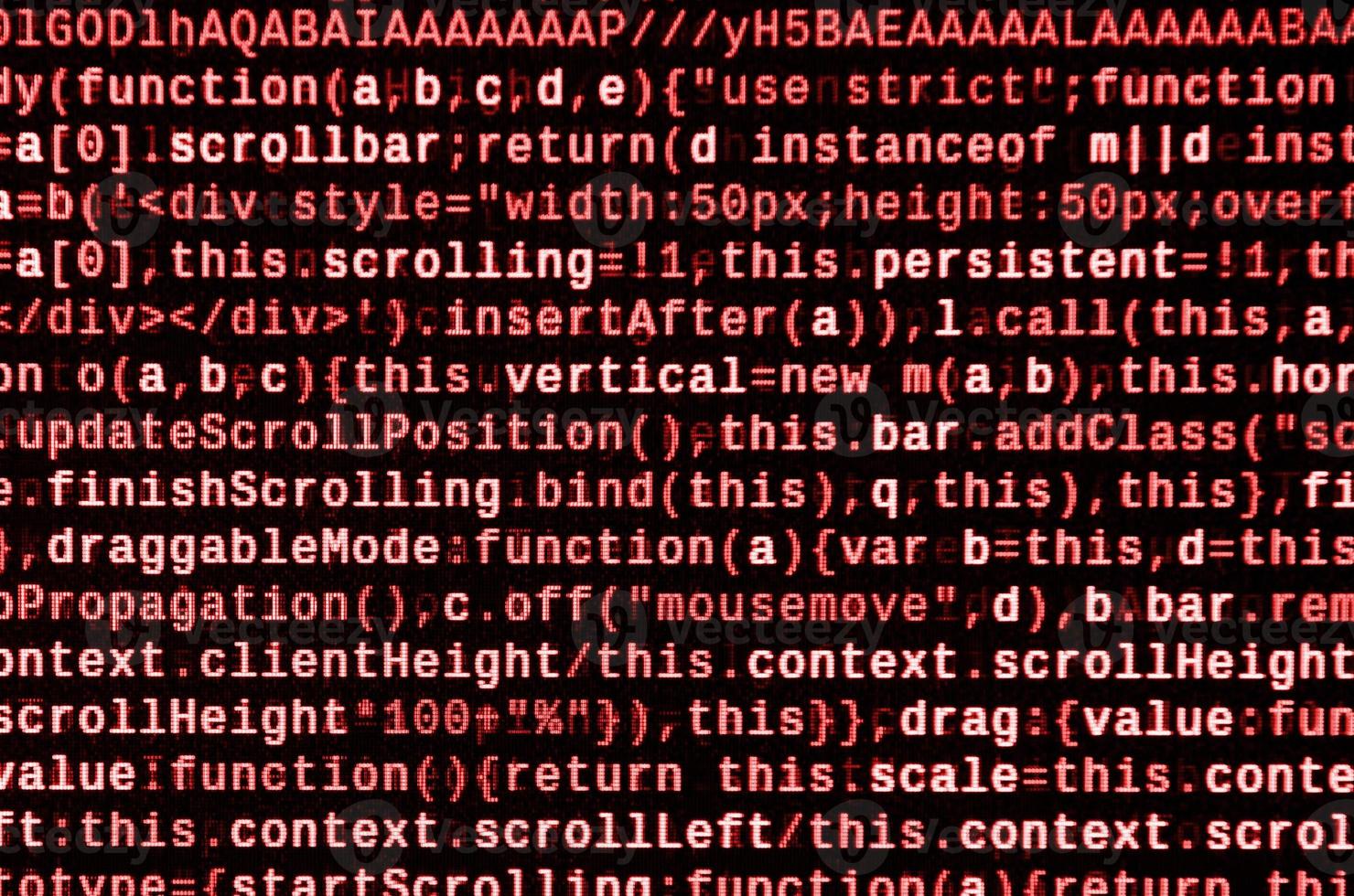 escribir código de programación en la computadora portátil. datos binarios digitales en la pantalla de la computadora foto