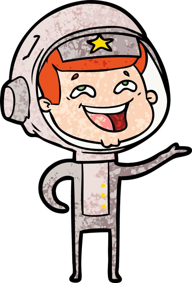 Retro grunge texture cartoon happy astronout vector