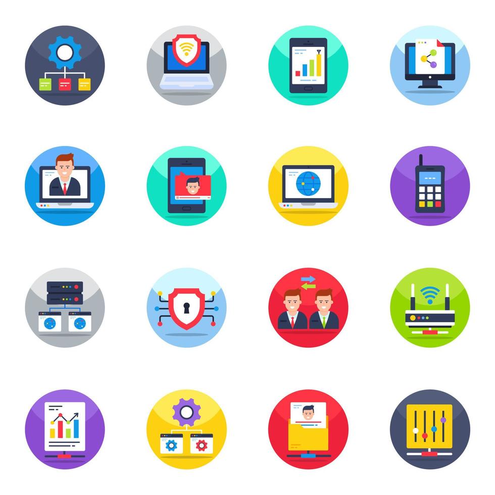 paquete de iconos planos de redes vector