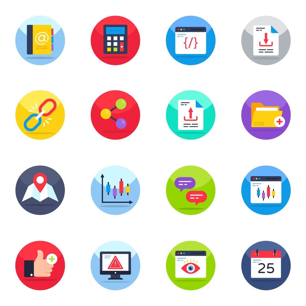 Pack of User Interface Flat Icons vector
