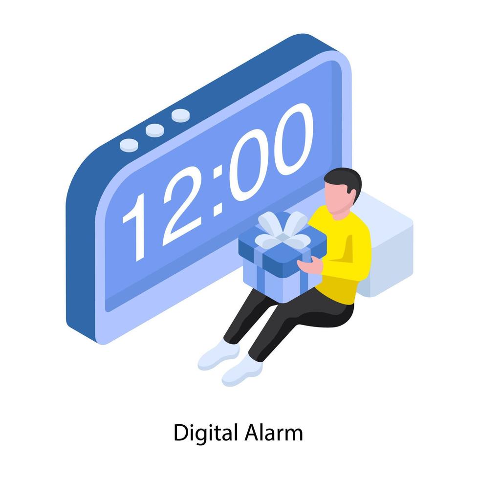 Editable design illustration of digital alarm vector