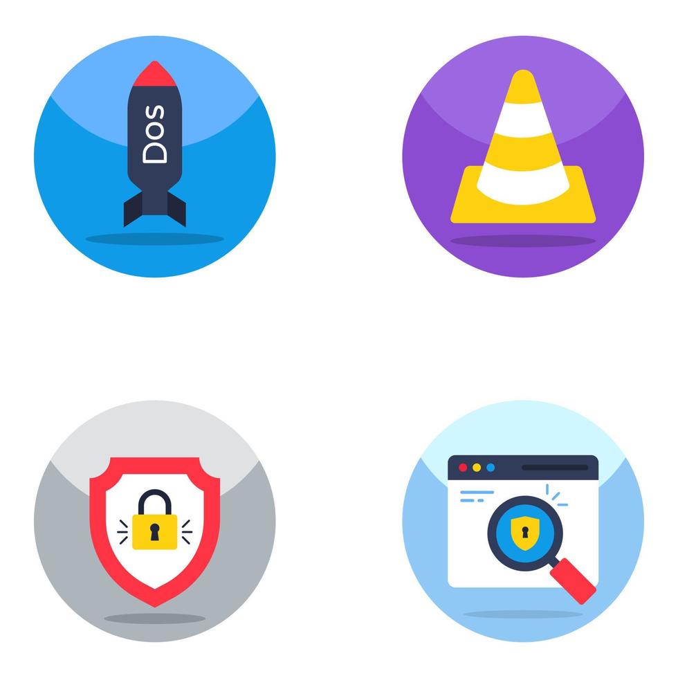 Pack of Cyber Security and Web Flat Icons vector
