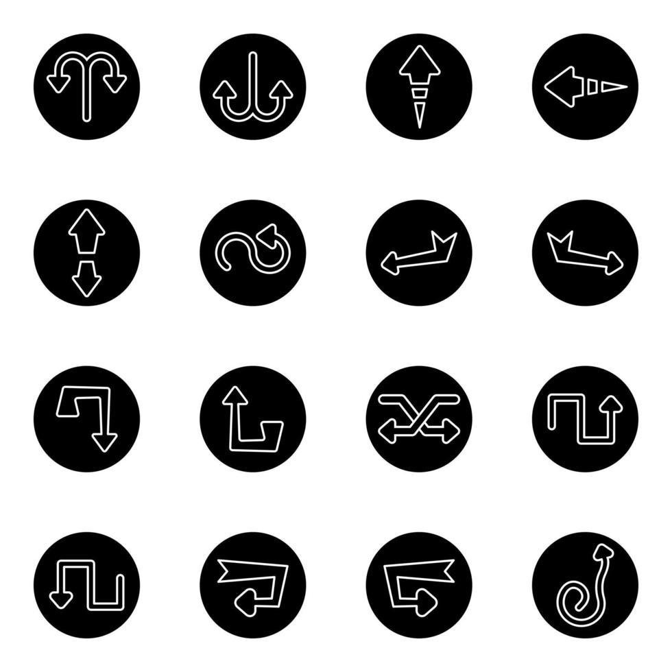 Pack of Arrows Solid Icons vector