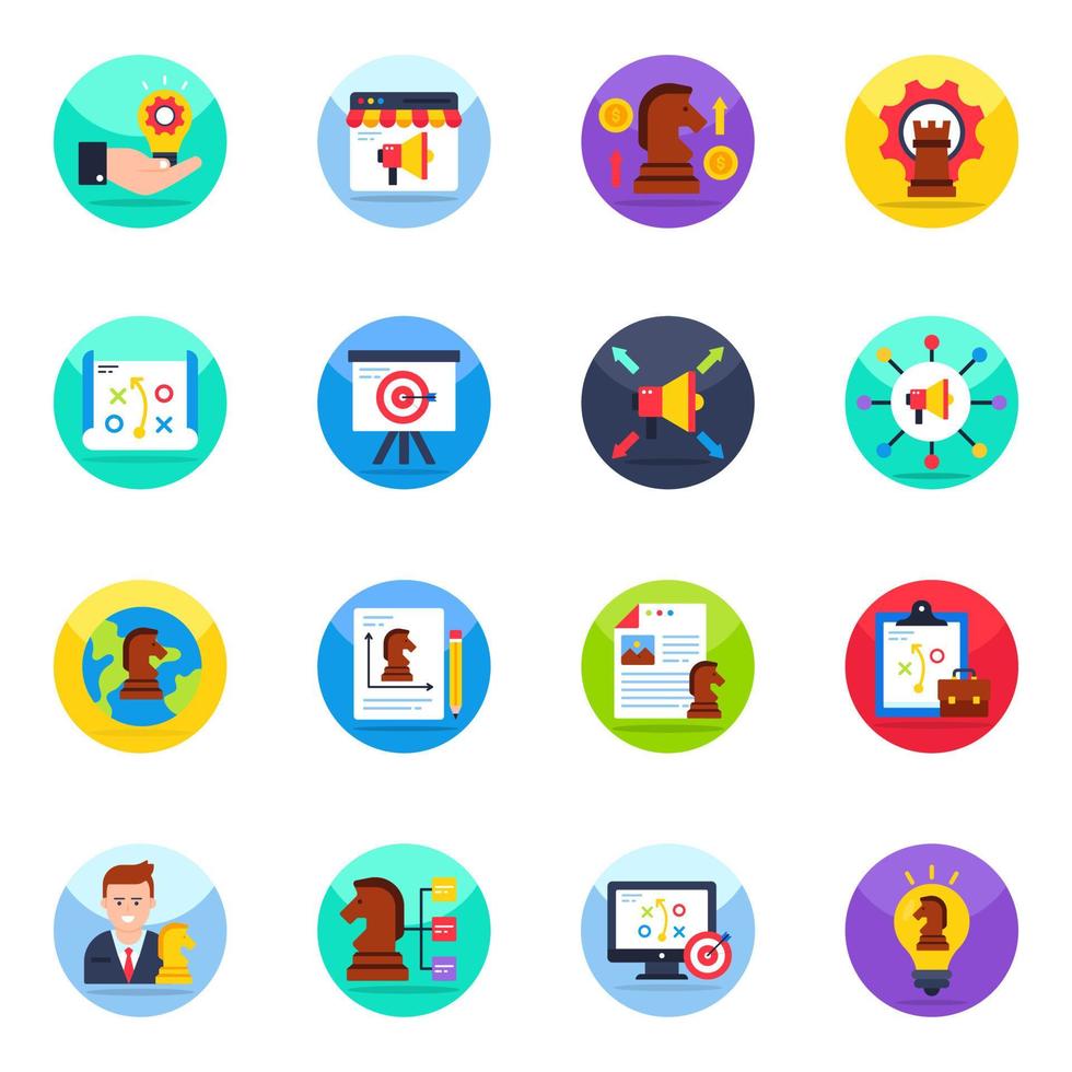 Pack of Strategy and Marketing Flat Icons vector