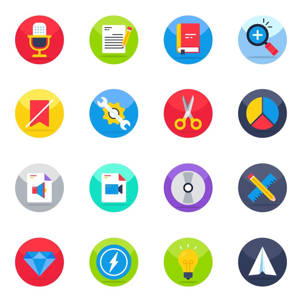 Pack of Ui Technology Flat Icons vector