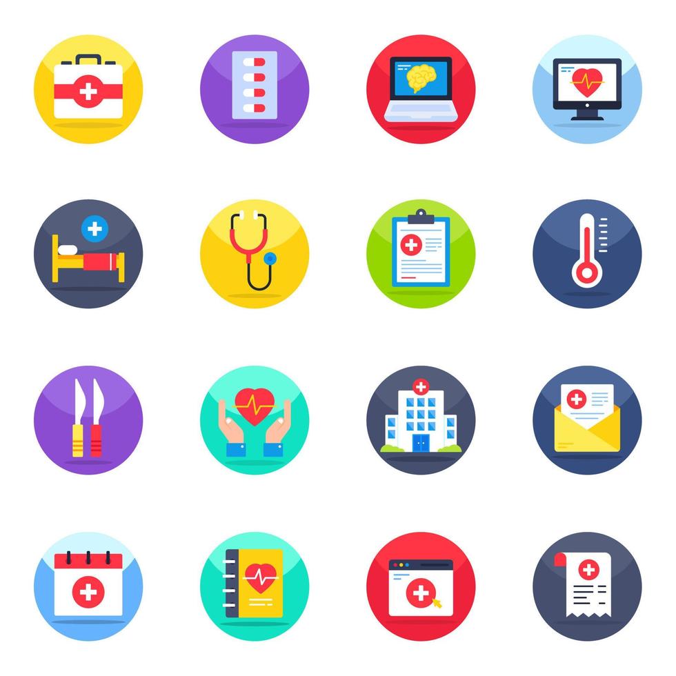 Pack of Medical Flat Icons vector