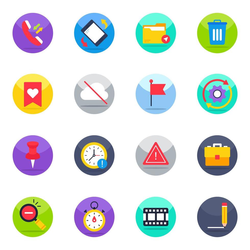 Pack of User Interface and Experience Flat Icons vector