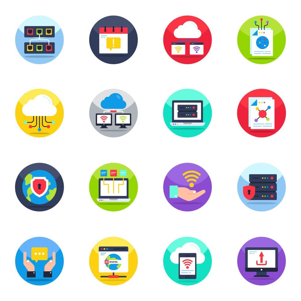 Pack of Network and Business Flat Icons vector