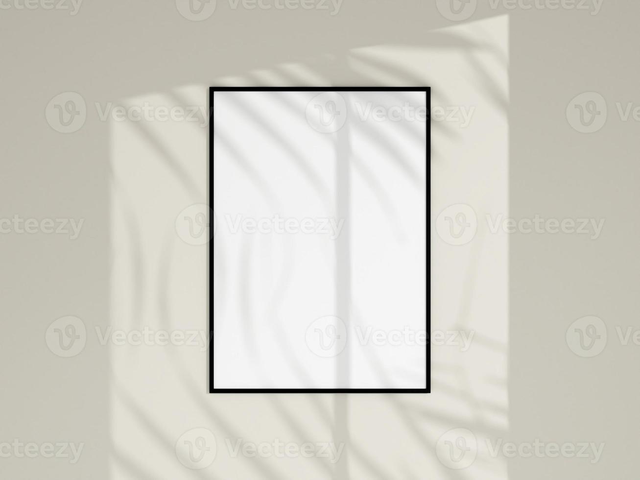 Photo frame mockup on white wall. Minimalist background. Blank picture frame mockup. Poster mockup. Clean, modern, minimal frame. 3d rendering.