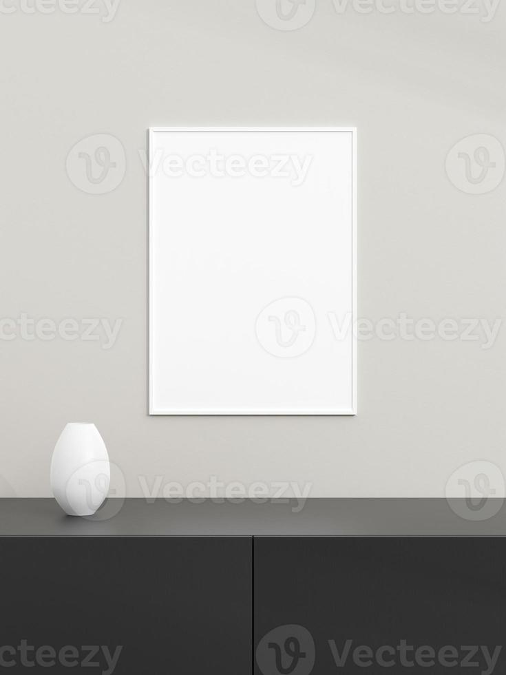 Photo frame mockup on black table. Poster mockup. Clean, modern, minimal frame. Minimalist background. Blank picture frame mockup. 3d rendering.