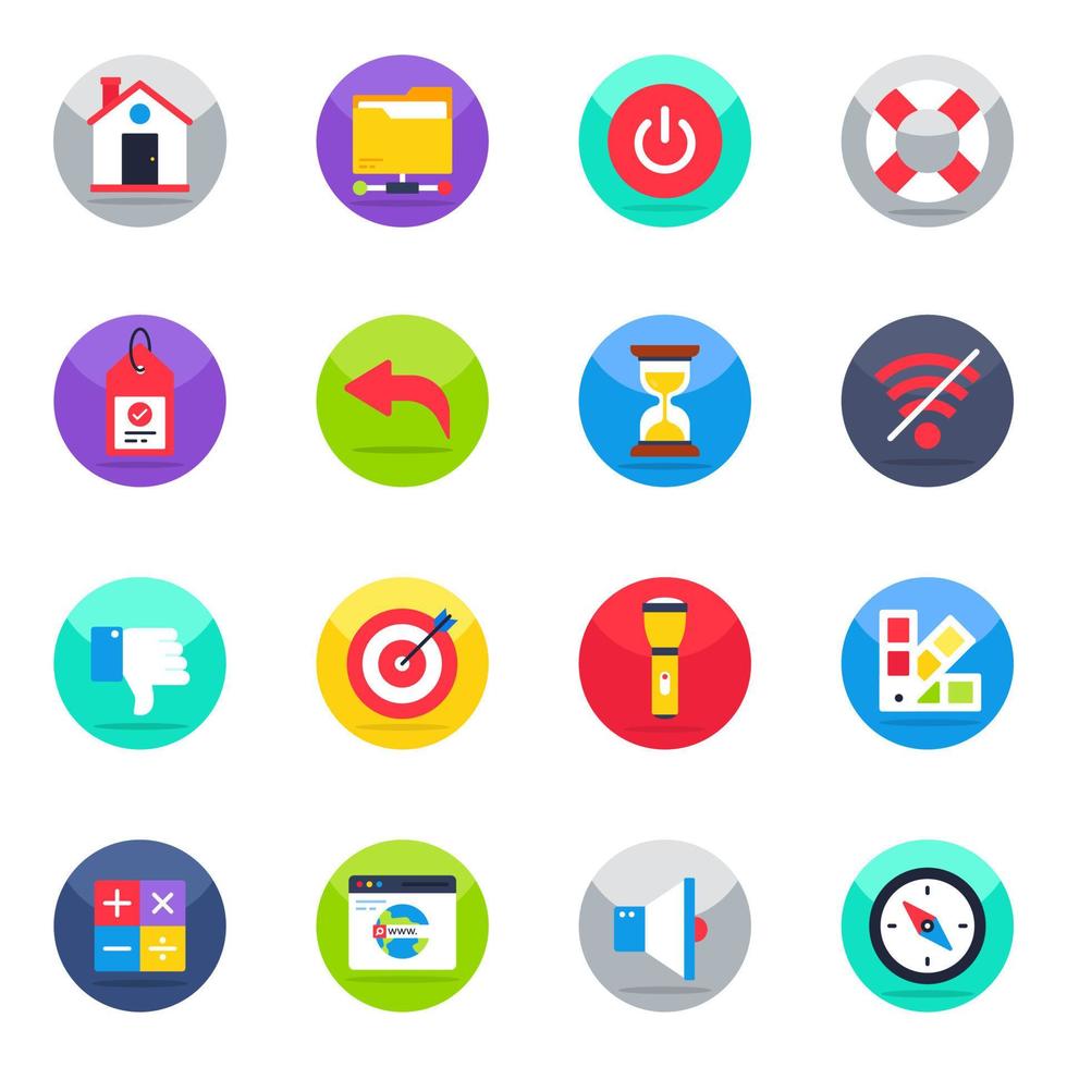 paquete de iconos planos ux vector