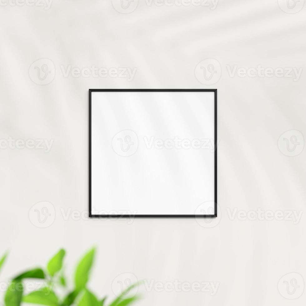 Photo frame mockup on white wall. Poster mockup. Clean, modern, minimal frame. Minimalist background. Blank picture frame mockup. 3d rendering.