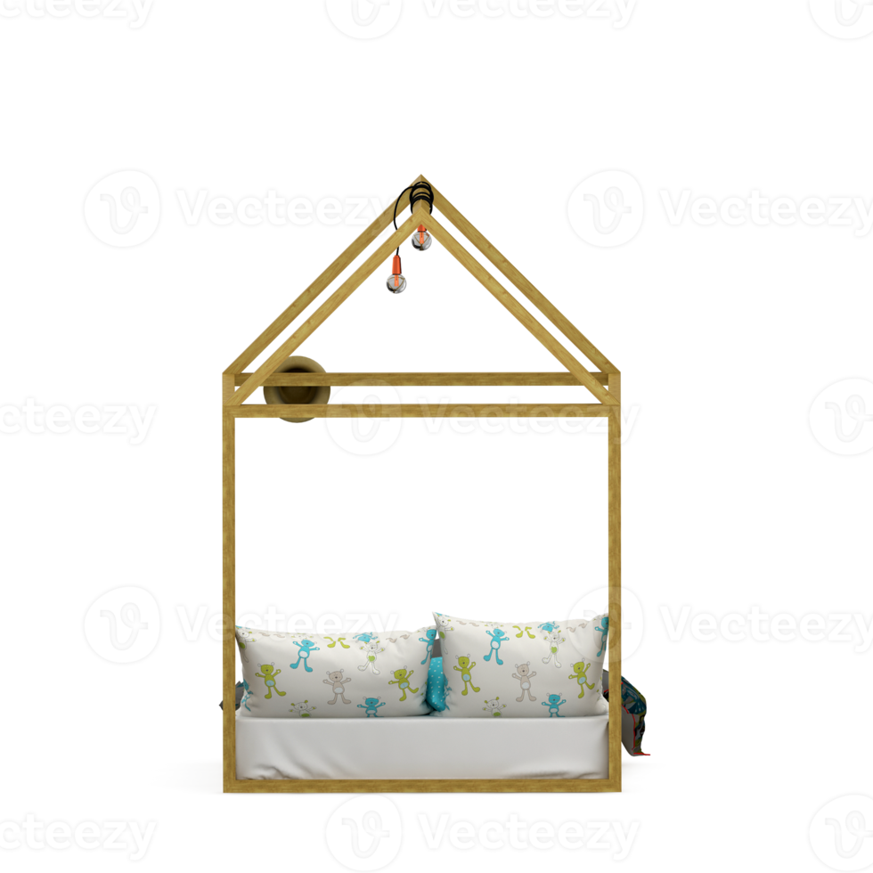 Isometric Bedroom 3D render png