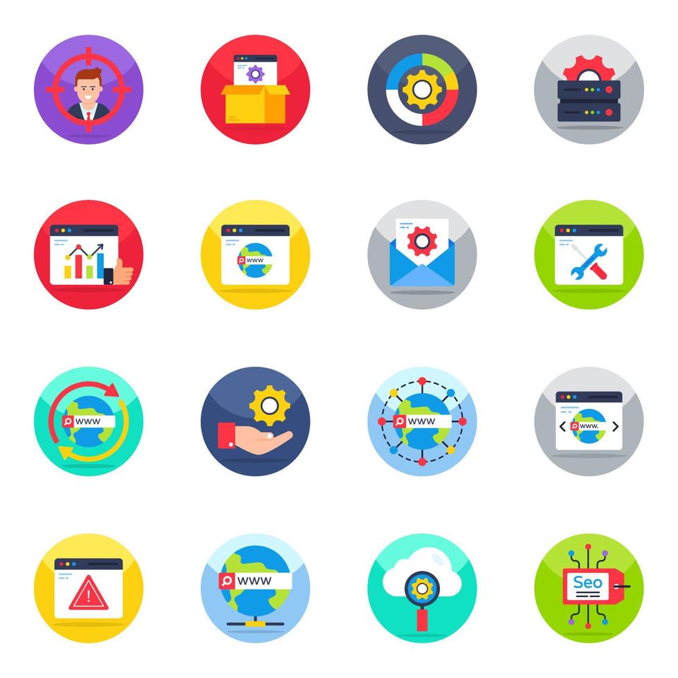 Pack of Web and Management Flat Icons vector
