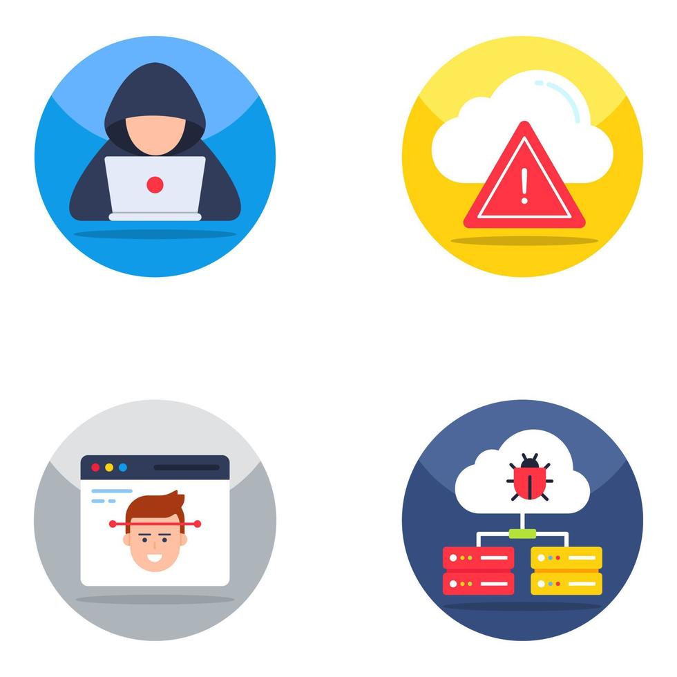 Pack of Cyber Protection Flat Icons vector