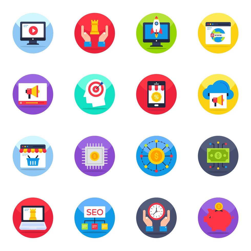 Pack of Digital Campaign Flat Icons vector