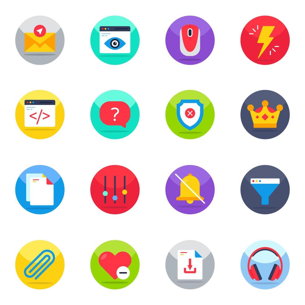 Pack of Ui and Web Flat Icons vector