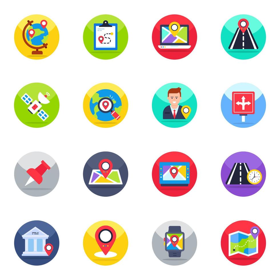 Pack of Navigation Flat Icons vector